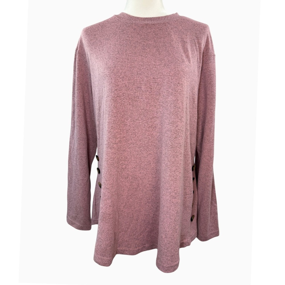 Leo Rosi Michelle Women's XL Mauve Button Side Tunic Sweater Top NWOT